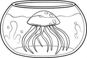 Illustration of A jellyfish floating in a tank, perfect for marine and aquatic themes, ideal for educational or artistic purposes. vector