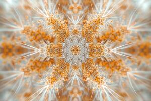 A snowflake pattern with orange and white flowers photo