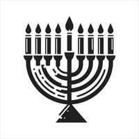 A black and white menorah with candles on it vector