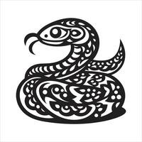 A black and white snake with a tribal pattern vector