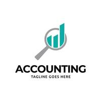 Accounting logo template with magnifying glass vector