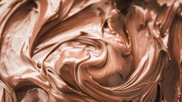 Delicious melted chocolate cream swirling in a creamy texture background photo