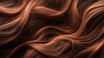 Healthy brown hair flowing smoothly creating elegant waves photo