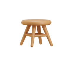 Wooden round table Furniture icon 3d render png