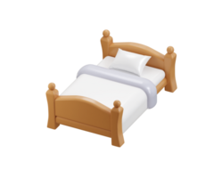 A bed with a white pillow and a wooden frame png