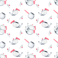 Teapot. Watercolor pattern on an isolated background. Can be used for your design cards, posters, prints png