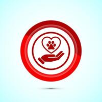 Pet friendly icon design illustration, Animal friendly label, badge, sign, symbol, Red Color Button Design vector