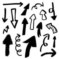 Different arrows hand drawn stroke for illustration, direction, element and icon. Black and white vector