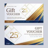 blue and gold gift voucher design vector