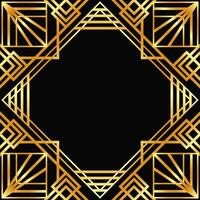 Gold decorative empty frame. Art Deco square line art border for social media, post card, banner vector