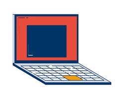 Minimalist open laptop with empty web window on display 2D doodle object. Digital device. Modern technology cartoon element flat clipart isolated on white background. Hand drawn illustration vector