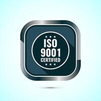 ISO 9001 certified icon design illustration, Standard quality label sign, symbol, Gray Shadow Button Design vector
