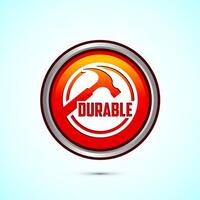 Durable icon design illustration, Durable logo badge for product design element. Orange Color Round Button Design vector