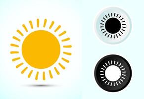 Sun icon illustration, sunlight sign logo or weather icon vector