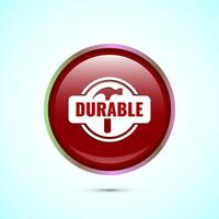 Durable icon design illustration, Durable logo badge for product design element. Red Color Round Button Design vector
