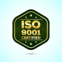 ISO 9001 golden badge design illustration vector
