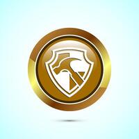 Durable icon design illustration, Durable logo badge for product design element. Gold Color Round Button Design vector