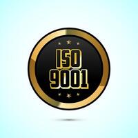 ISO 9001 golden badge design vector