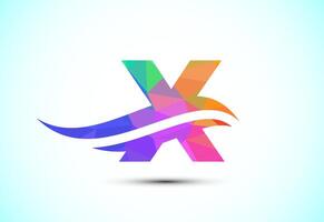 Alphabet X with swoosh or ocean wave logo design. Graphic alphabet symbol for corporate business identity vector