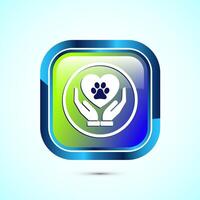 Pet friendly icon design illustration, Animal friendly label, badge, sign, symbol, Glossy Square Button Design vector