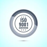 ISO 9001 certified icon design illustration, Standard quality label sign, symbol, Gray Color Button Design vector