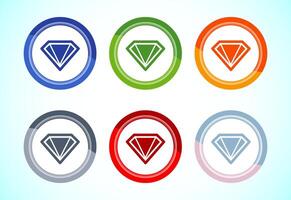 Diamond icon button design. Jewel and gem icon, 6 color button design set vector