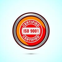ISO 9001 certified icon design illustration, Standard quality label sign, symbol, Orange Shadow Button Design vector