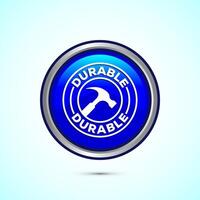 Durable icon design illustration, Durable logo badge for product design element. Blue Color Round Button Design vector