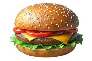 Delicious hamburger with tomato, cheese, patty and lettuce png