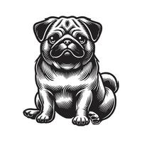 Pug Sitting dog Design vector