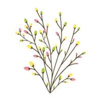 primavera ramo con gonfio mini cuffie isolato su trasparente sfondo piatto png
