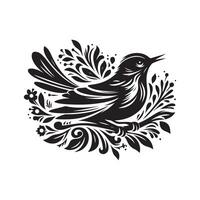 Nightingale Silhouette Vectors Art for Ornithology and Bird Graphics