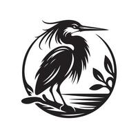 Green Heron Silhouette Vectors Perfect for Bird-Themed Scrapbooks