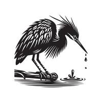 Green Heron Silhouette Vectors Ideal for Environmental and Nature Designs