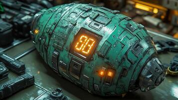 Grenade with metal case and luminous digital timer photo