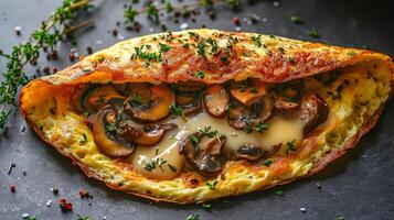 Omelet with sauteed mushrooms photo
