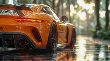 A close-up of the rear view of a high-performance car photo