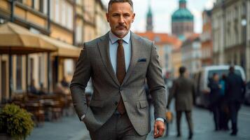 A middle-aged man in a strict business suit photo