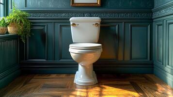 White WC with extended bowl and cistern photo