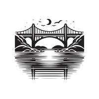 Stylized Over Bridge Silhouette Vectors for Architectural Presentations