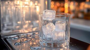 Transparent ice cubes in a glass photo