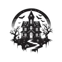 High-Resolution Haunted House Silhouette Vectors for Print Projects