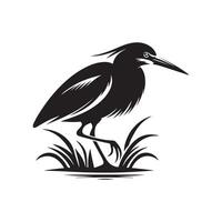 High-Resolution Green Heron Silhouette Vectors for Print and Web Use