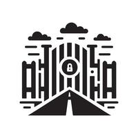 Stylized Security Gate Silhouette Vectors for Professional Infrastructure Projects