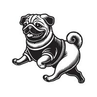 Pug running dog vector