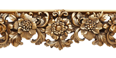 A gold decorative frame with flowers png