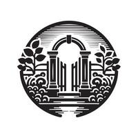 High-Resolution Garden Gate Silhouettes for Professional Applications vector
