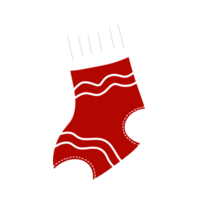 Christmas socks with doodle inside element on transparent background. png