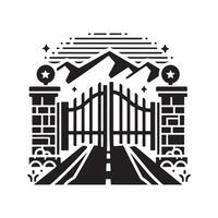 Stylized Driveway Gate Silhouettes for Modern Architecture Concepts vector