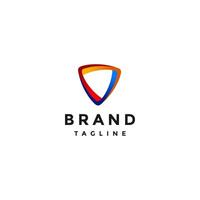 Simple Tricolor Triangle Shield Logo Design. Three Colors Rotating In A Round Triangle Logo Design. vector